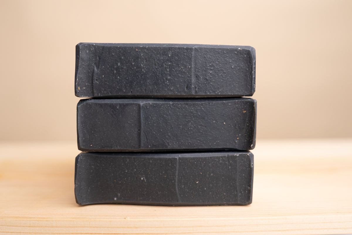 Black charcoal soap bar with tallow and goat milk